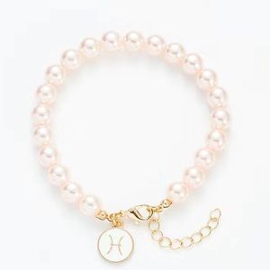 Pisces 14k gold horoscope beaded adjustable chain bracelet